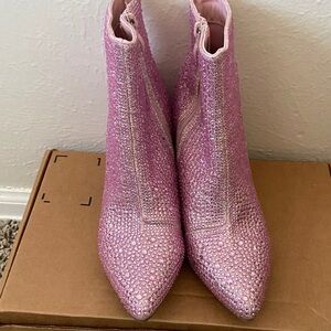 Pink Rhinestone Booties
